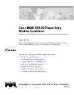 Предварительный просмотр 1 страницы Cisco DC Power Entry  10005 ESR Installation Manual