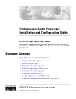 Preview for 1 page of Cisco PRP-2= Installation And Configuration Manual