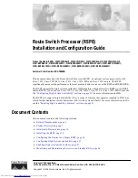 Preview for 1 page of Cisco RSP8 Installation And Configuration Manual