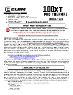 Предварительный просмотр 1 страницы Clam 100XT PRO THERMAL Manual