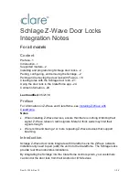 Preview for 1 page of Clare Controls Schlage BE369 Integration Notes