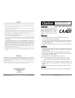 Preview for 1 page of Clarion CAAD1 User Manual