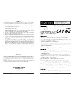 Предварительный просмотр 1 страницы Clarion CAVW2 Installation Manual