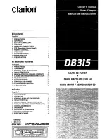 Предварительный просмотр 1 страницы Clarion DB315 Owner'S Manual