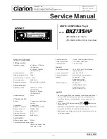 Предварительный просмотр 1 страницы Clarion DXZ735MP Service Manual