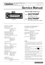 Предварительный просмотр 1 страницы Clarion DXZ746MP Service Manual