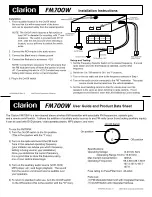 Preview for 1 page of Clarion FM700W Installation Instructions