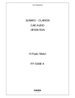 Preview for 1 page of Clarion SUBARU PF-3380I-A User Manual