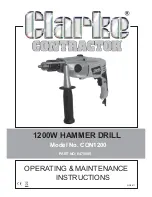 Preview for 1 page of Clarke Contactor CON1200 Operating & Maintenance Instructions