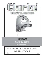 Preview for 1 page of Clarke Contractor CON750 Operating & Maintenance Instructions