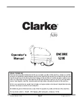 Preview for 1 page of Clarke Encore S20E Operator'S Manual