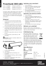 Preview for 2 page of Clas Ohlson US–P33-C Quick Start Manual