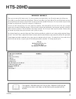 Preview for 3 page of Classen HTS-20HD Operator'S Manual