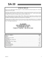 Preview for 3 page of Classen PRO Stand-Aer SA-30 Operator'S Manual