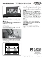 Preview for 1 page of Classic Accessories Quadgear Extreme UTV Rear Window Instructions