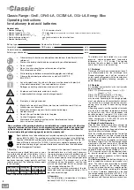 Preview for 8 page of Classic Energy Bloc Series Operating Instructions Manual