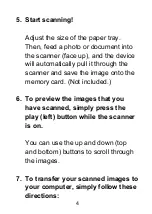 Preview for 4 page of ClearClick PORTABLE PHOTO & DOCUMENT SCANNER Quick Start Manual & User Manual