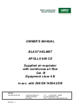 Clemco BLAST HELMET APOLLO 600 CE Owner'S Manual preview