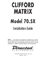 Preview for 1 page of CLIFFORD MATRIX 70.5X Installation Manual