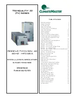 Preview for 1 page of ClimateMaster Tranquility 22 Series Installation, Operation, Maintenance Manual