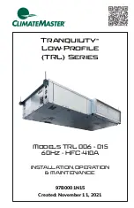 ClimateMaster Tranquility Low-Profile Series Installation Operation & Maintenance preview