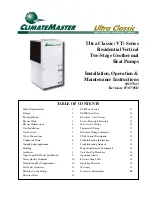 Предварительный просмотр 1 страницы ClimateMaster Ultra Classic VT 036 Installation, Operation & Maintenance Instructions Manual