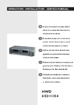 Preview for 1 page of CLIMAVENETA HWD 1003 Operation / Installation / Service Manual