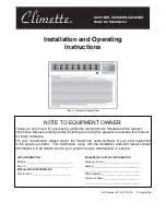 Climette CA1516KR Installation And Operating Instructions Manual preview