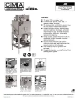 Предварительный просмотр 1 страницы CMA Dishmachines CMA-AH Specifications