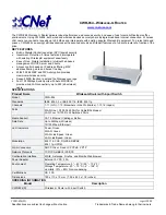 CNET CWR-854 Specification Sheet предпросмотр