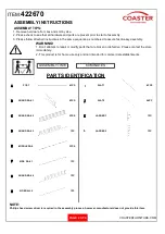 Preview for 2 page of Coaster 021032558505 Assembly Instructions Manual