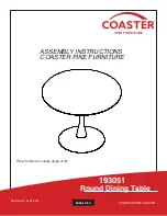 Preview for 1 page of Coaster 193051 Assembly Instructions