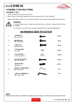 Preview for 3 page of Coaster 215961Q Assembly Instructions Manual