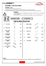 Предварительный просмотр 2 страницы Coaster 400961T Assembly Instructions Manual