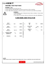 Предварительный просмотр 3 страницы Coaster 400961T Assembly Instructions Manual