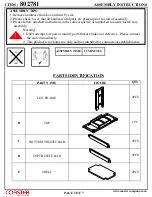 Preview for 2 page of Coaster 802781 Assembly Instruction Manual