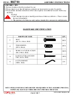 Preview for 3 page of Coaster 802781 Assembly Instruction Manual