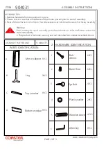 Preview for 2 page of Coaster 904031 Assembly Instructions