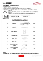 Preview for 2 page of Coaster 930224 Assembly Instructions Manual