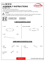 Preview for 2 page of Coaster 931214 Assembly Instructions