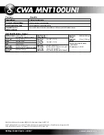 Предварительный просмотр 2 страницы Cobra CWA MNT100UNI Specifications