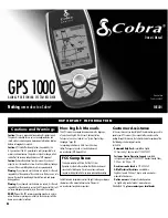 Preview for 1 page of Cobra GPS 1000 Owner'S Manual