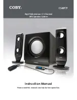 Предварительный просмотр 1 страницы Coby CS-MP77 - 2.1-CH PC Multimedia Speaker Sys Instruction Manual