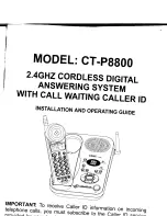 Preview for 1 page of Coby CT-P8800 Installation And Operating Manual