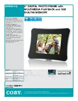 Coby DP850-1G - Digital Photo Frame Specifications предпросмотр