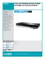 Предварительный просмотр 1 страницы Coby DVD298 - 1080p Upconversion DVD Player Specifications