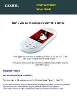 Coby MP-C7082 - 1 GB Digital Player Setup Manual предпросмотр