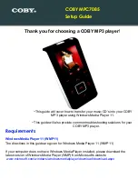 Coby MP-C7085 - 1 GB Digital Player Setup Manual предпросмотр