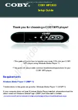 Предварительный просмотр 1 страницы Coby MPC833 Setup Manual