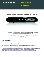 Coby MPC853 - 512 MB Digital Player Setup Manual предпросмотр